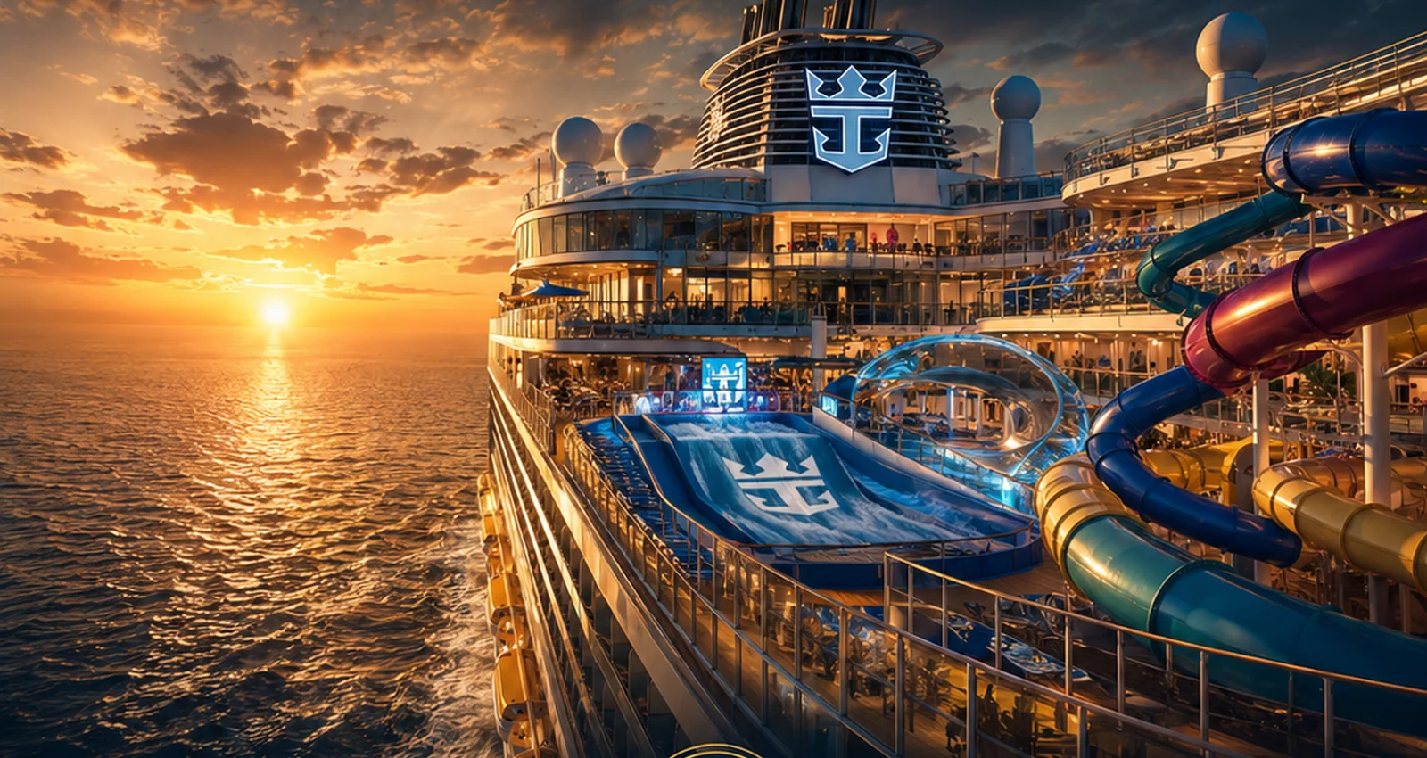 Cruise ship at sunset